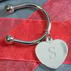 Initial Silver Heart Keychain